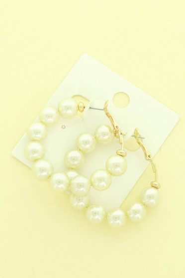 Classic Bridal Pearl Hoop Earrings