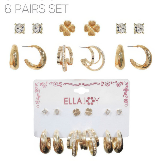 6 Pair Hoop And Stud Earring Set​​