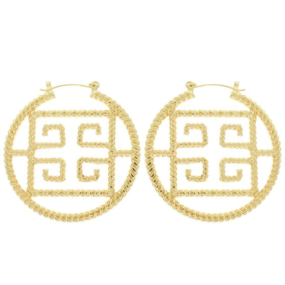 Fashionista Greek Key Hoop Earrings