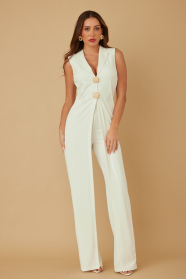 Open Flap With Metal Shank Button Jumpsuit​