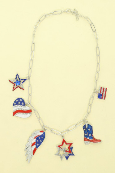 Usa Theme Multi-Charm Necklace