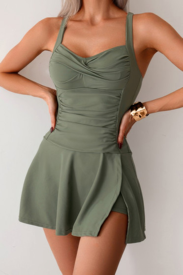 One Piece Ruched Crossover Sleeveless Swimsuit