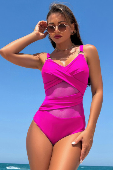Sleeveless One Piece Cross Lace V Neck Swimsuit