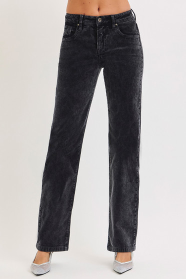 RISEN Tummy Control Mid Rise Straight Leg Corduroy Pants
