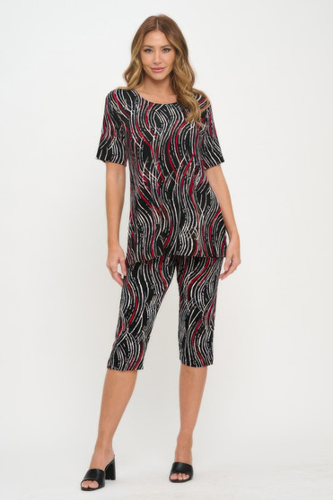 Plus Size Print Bns Capri Pants Set​