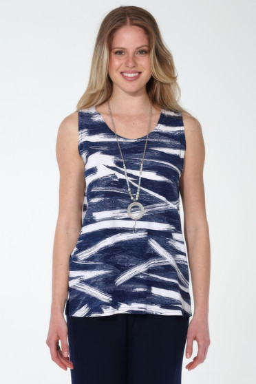 Venechia Pleated Print Sleeveless Tank Top​