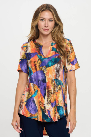 Short Sleeve V-Neck Notch Top​
