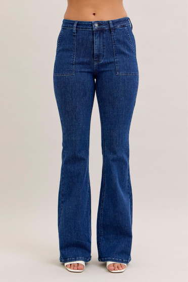 Judy Blue High Waist Flare Jeans with Front Patch Pockets