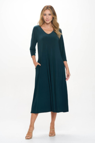 Hit V-Neck Long Dress W/Pocket​​​