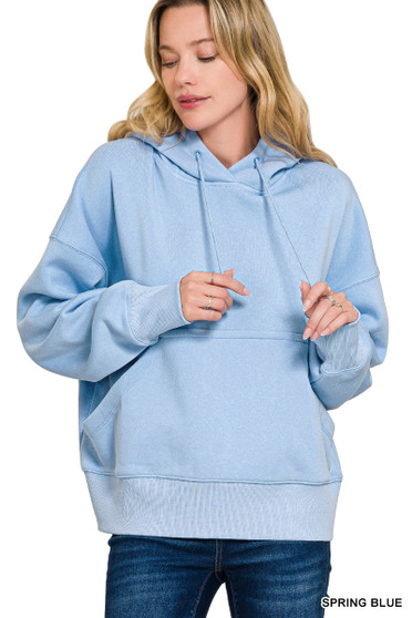 Zenana Oversized Fleece Kangaroo Pocket Hoodie