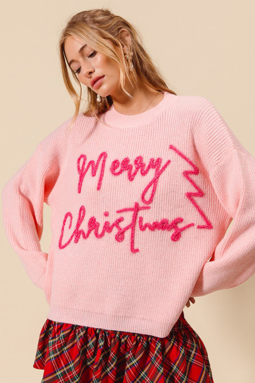 SO ME Merry Christmas Tinsel Lettering Sweater