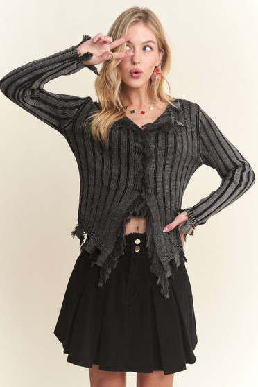 ADORA Distressed Edge Washed Sweater