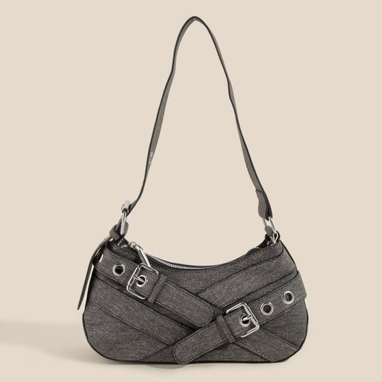 Fame Denim Belt Accent Shoulder Bag