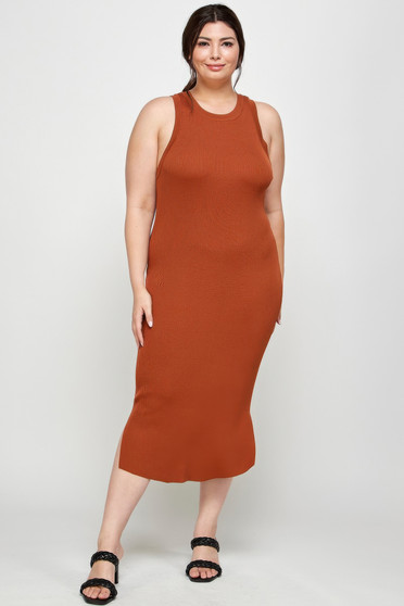Plus Size Stretchy Racer Back Midi Dress​​
