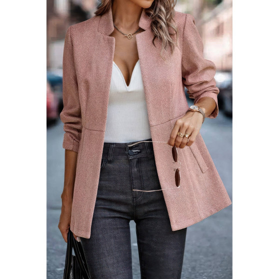 Solid Pocket Long Sleeve Elegant Wool Coat