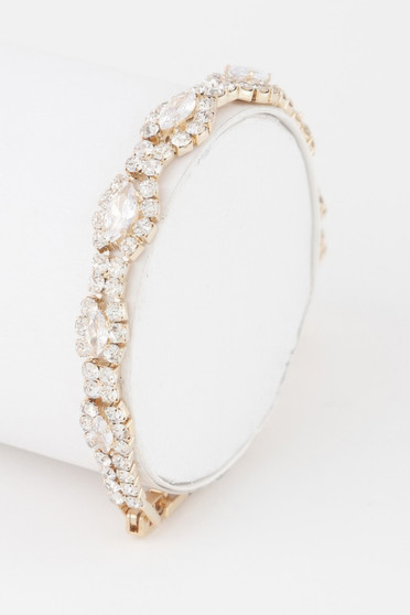 Rhinestone Curb Chain Cuff Bracelet