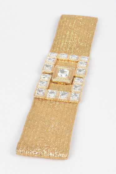 Stone Buckle Elastic Faux Straw Belt