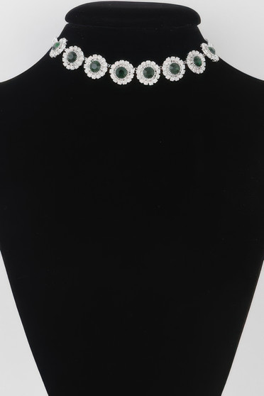 Emerald Green Rhinestone Choker Necklace 