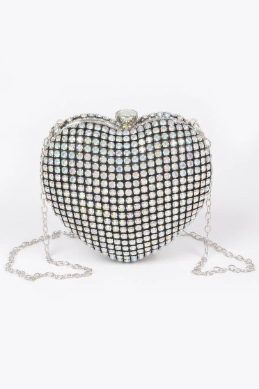 Rhinestone Heart Sahpe Party Clutch 