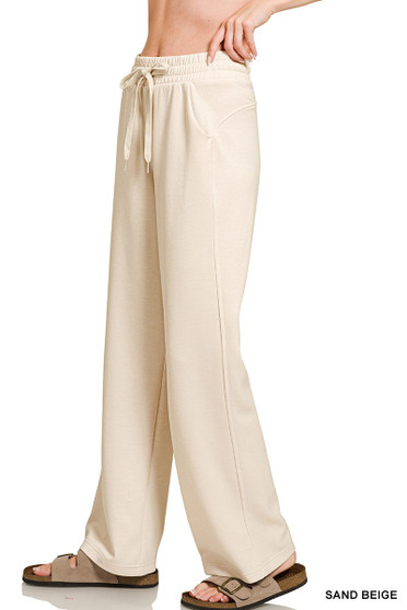 Zenana Scuba Drawstring Wide Leg Pants