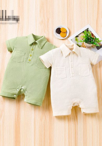 Baby Boy And Girlwaffle Short Sleeve Romper