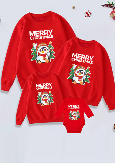Merry Christmas Santa Christmas Tree Print Sweatshirt Family Parent-Child Long Sleeve Sweatshirt