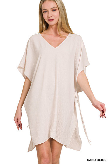 Zenana Woven Airflow Tie Side Cover Up