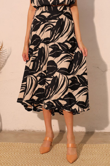 Lucca Leaf Midi Swing Skirt​