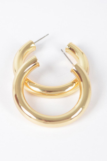 4Cm Metal Pipe Hoop Earring