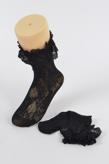 Laced Floral Mesh Socks