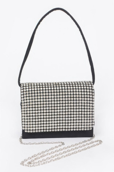 Faux Suede Oversized Rhinestone Crossbody Bag