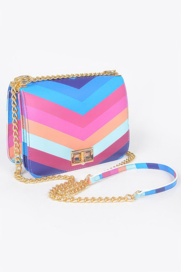 Multi Color Flap Chain Shoulder Bag