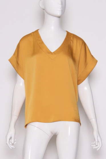 Washed Poly Silk V-Neck Tee​