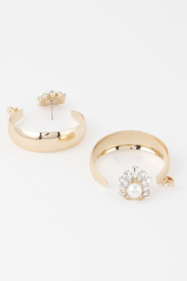 Shiny Pearl Hoop Earrings