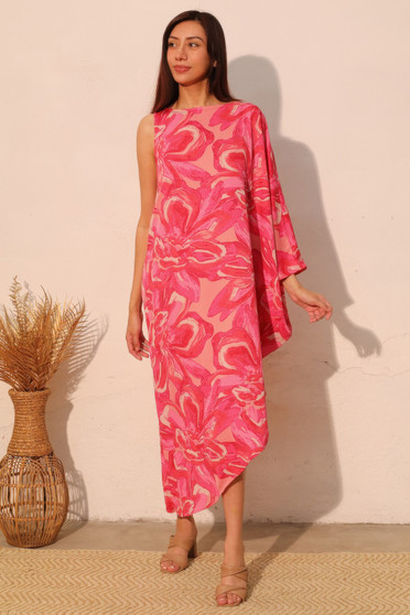 Chasing Petals One Sleeve Dress​