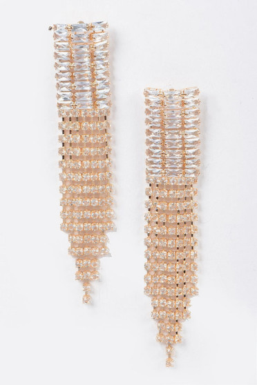 Cubic And Stone Fringe Earring​​