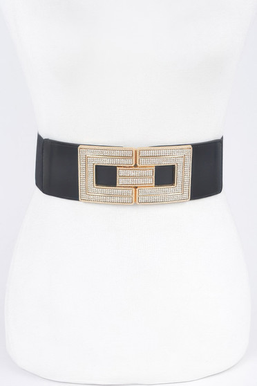 Rhinestone Buckles Elastic Belt