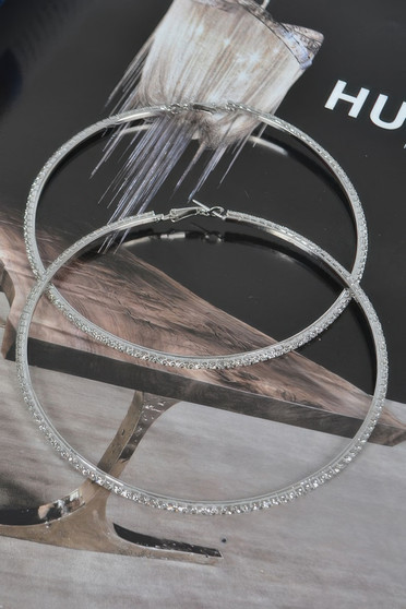 10Cm Double Rhinestone Hoop Earrings