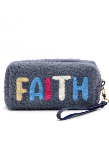 Faux Fur Faith Pouch W/Wristlet