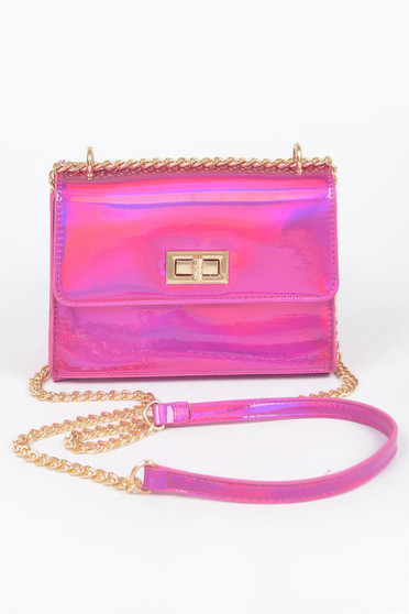 Mirror Metallic Flap Crossbody Bag