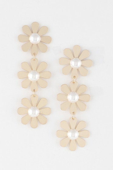 Triple Daisy Drop Earrings