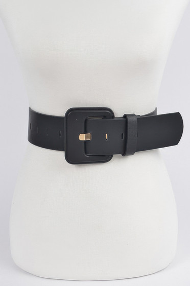 Faux Leather Wide Belt