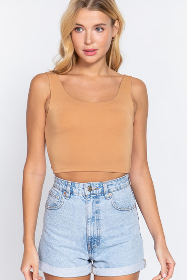 Scoop Neck 2 Ply Crop Tank Top​​