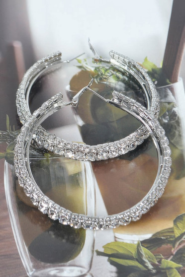 Multi Rhinestone 60Mm Hoop Earrings