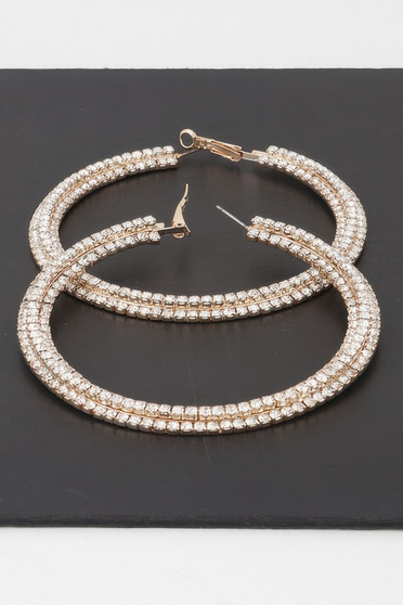Triple Jeweled Flat Hoop Earrings