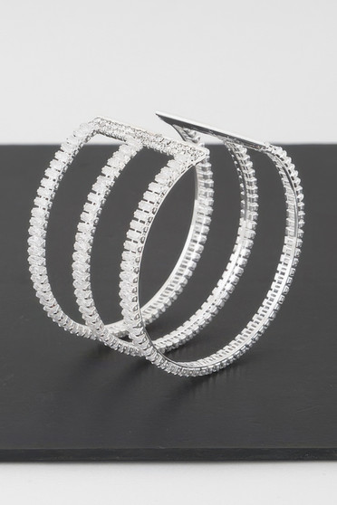 Triple Crystal Open Cuff Bracelet