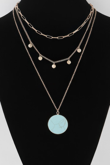 Multi Stone Pendant Chain Necklace