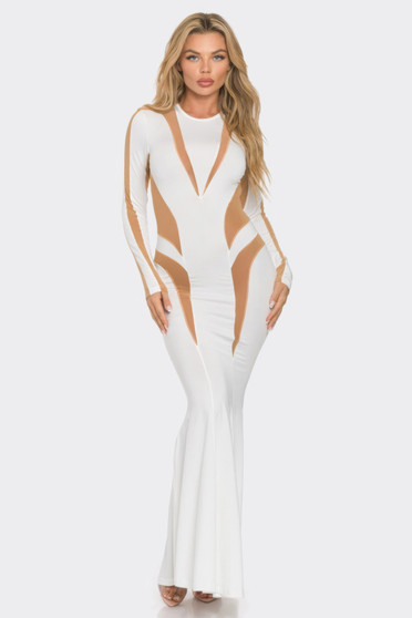 Mesh Cut Out Detail Maxi Dress​