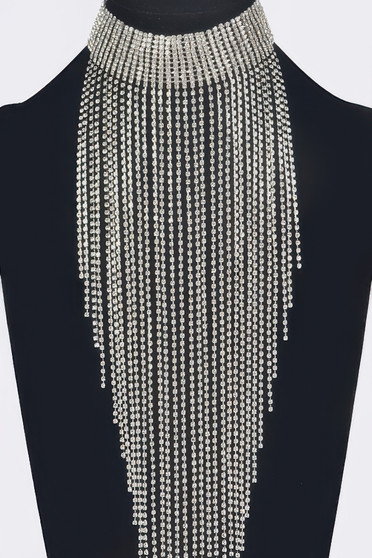 Rhinestone Choker Tassle Necklace
