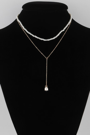 Double Pearl Teardrop Necklace
